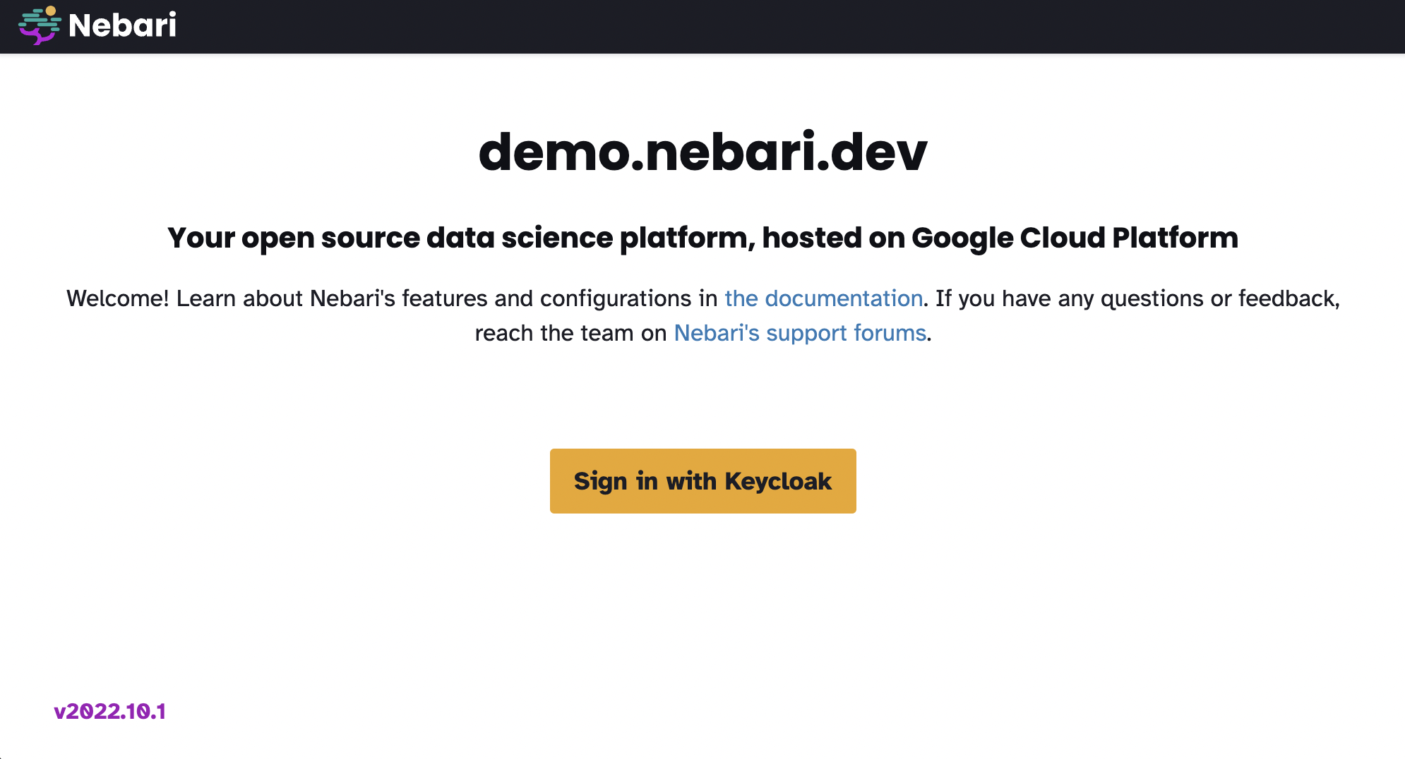 Nebari - Log in to Keycloak page